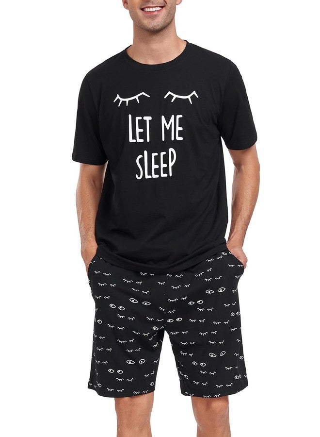 EISHOPEER Mens Pajamas 2 Piece Lounge Sets Printed Matching Outfits Shorts Sleep Set Sleepwear Loungewear Black XX-Large - Image 1